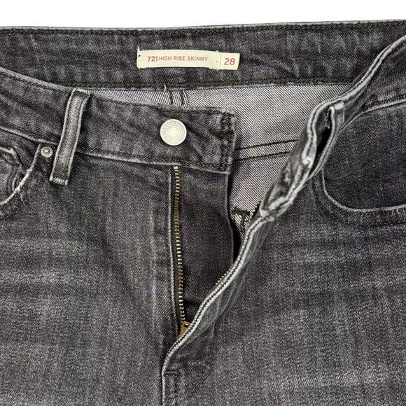 Levi’s 721 SZ 28 High-Rise Skinny Jeans Distressed Stretch Zip-Fly Gray Wash - Picture 4 of 12
